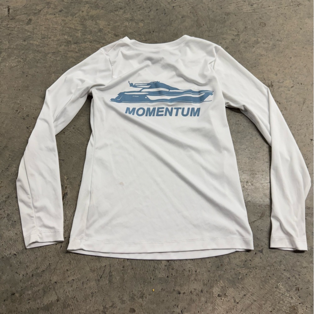 Momentum Women's Yacht Graphic White‎ Long Sleeve Top Sz Xs Outdoor Sporty Beach